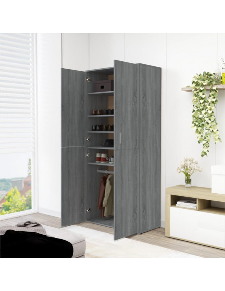 Scarpiera Grigio Sonoma 80x39x178 cm in Legno Multistrato