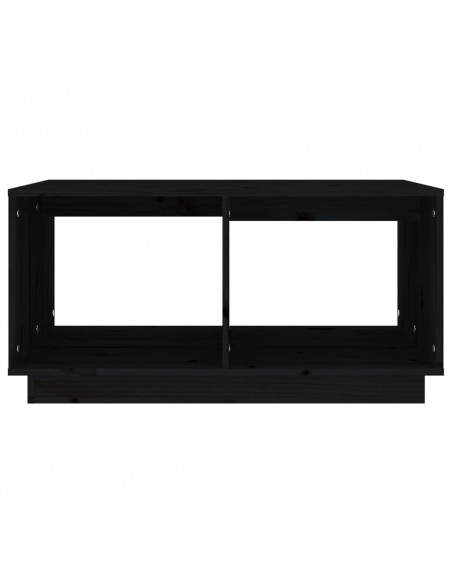 Tavolino da Salotto Nero 80x50x40 cm Legno Massello di Pino