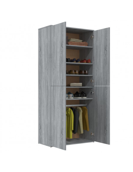 Scarpiera Grigio Sonoma 80x39x178 cm in Legno Multistrato