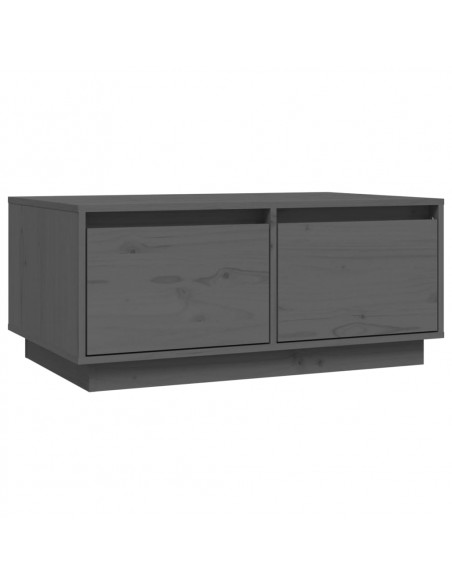 Tavolino da Salotto Grigio 80x50x35 cm Legno Massello di Pino