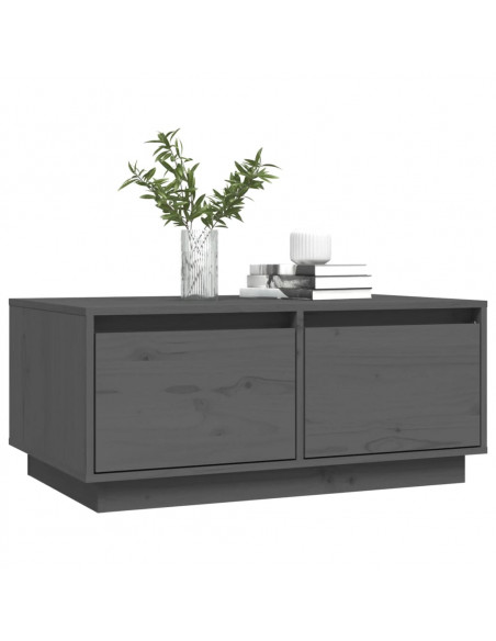 Tavolino da Salotto Grigio 80x50x35 cm Legno Massello di Pino