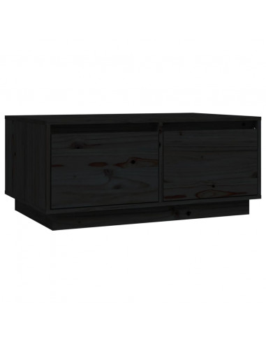 Tavolino da Salotto Nero 80x50x35 cm Legno Massello di Pino