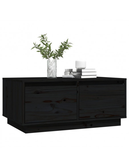 Tavolino da Salotto Nero 80x50x35 cm Legno Massello di Pino