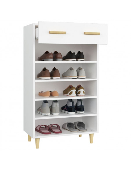 Scarpiera Bianca 60x35x105 cm in Legno Multistrato