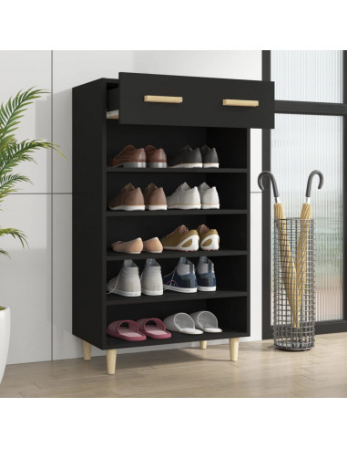 Scarpiera Nera 60x35x105 cm in Legno Multistrato