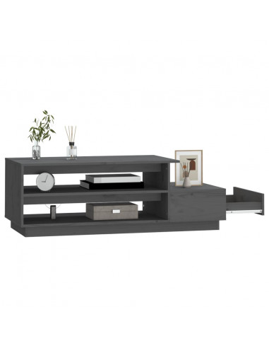 Tavolino da Salotto Grigio 120x50x40,5cm Legno Massello di Pino