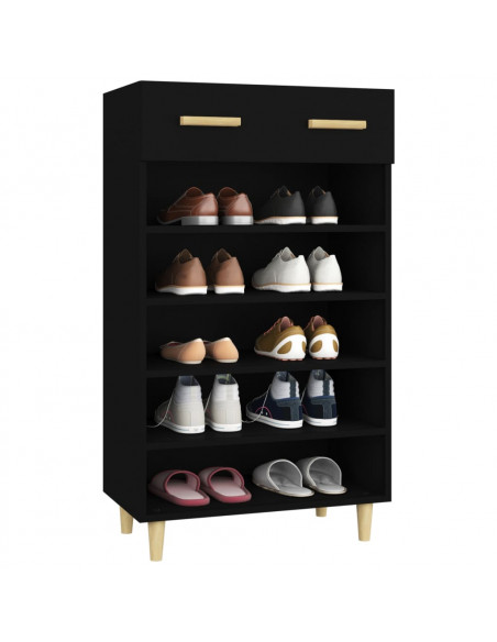 Scarpiera Nera 60x35x105 cm in Legno Multistrato