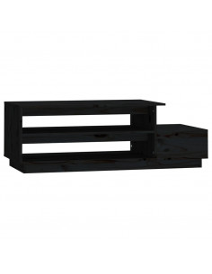 Tavolino da Salotto Nero 120x50x40,5 cm Legno Massello di Pino 2