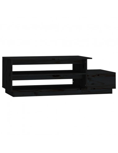 Tavolino da Salotto Nero 120x50x40,5 cm Legno Massello di Pino