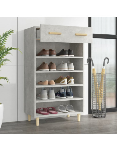 Scarpiera Grigio Cemento 60x35x105 cm in Legno Multistrato