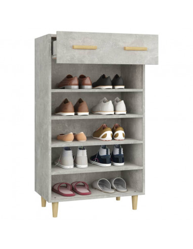 Scarpiera Grigio Cemento 60x35x105 cm in Legno Multistrato