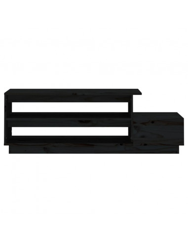 Tavolino da Salotto Nero 120x50x40,5 cm Legno Massello di Pino
