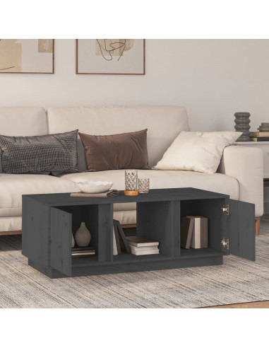 Tavolino da Salotto Grigio 110x50x40 cm Legno Massello di Pino