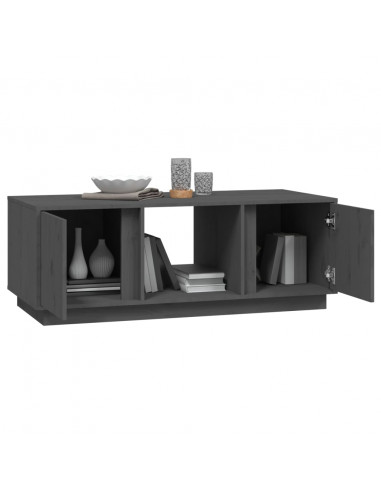 Tavolino da Salotto Grigio 110x50x40 cm Legno Massello di Pino