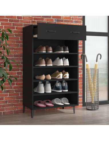 Scarpiera Nera 60x35x105 cm in Legno Multistrato