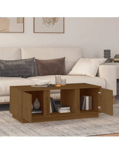 Tavolino da Salotto Miele 110x50x40 cm Legno Massello di Pino