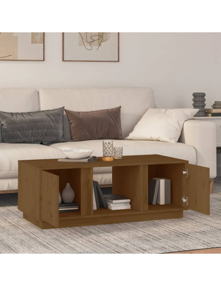 Tavolino da Salotto Miele 110x50x40 cm Legno Massello di Pino