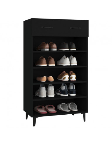 Scarpiera Nera 60x35x105 cm in Legno Multistrato