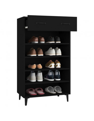 Scarpiera Nera 60x35x105 cm in Legno Multistrato