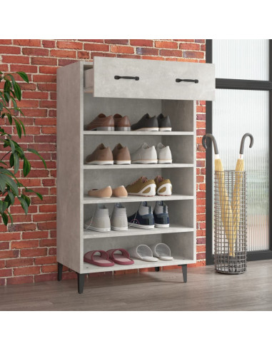 Scarpiera Grigio Cemento 60x35x105 cm in Legno Multistrato