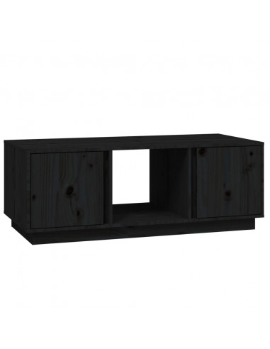 Tavolino da Salotto Nero 110x50x40 cm Legno Massello di Pino