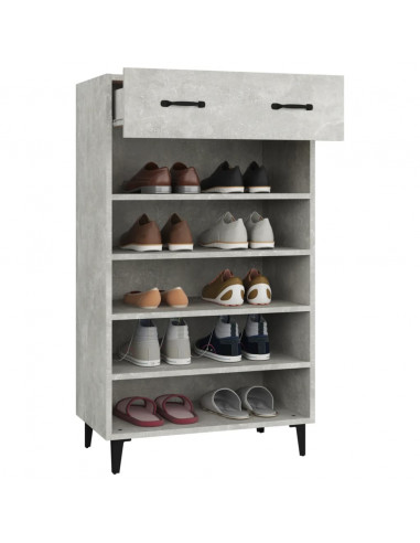 Scarpiera Grigio Cemento 60x35x105 cm in Legno Multistrato