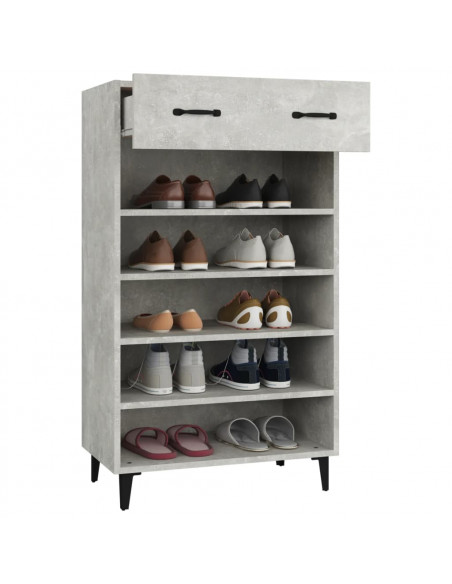 Scarpiera Grigio Cemento 60x35x105 cm in Legno Multistrato
