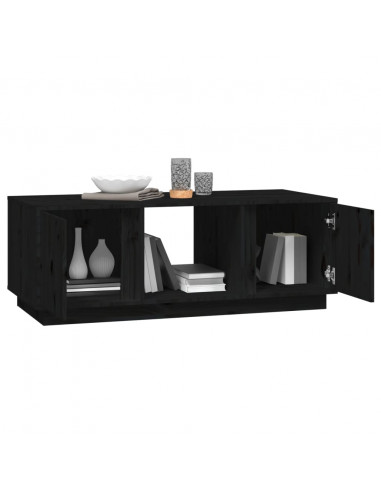 Tavolino da Salotto Nero 110x50x40 cm Legno Massello di Pino