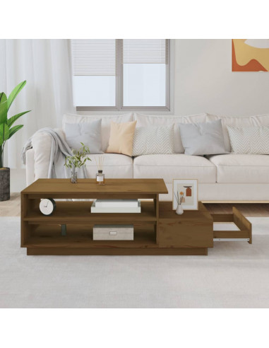 Tavolino da Salotto Miele 120x50x40,5 cm Legno Massello di Pino