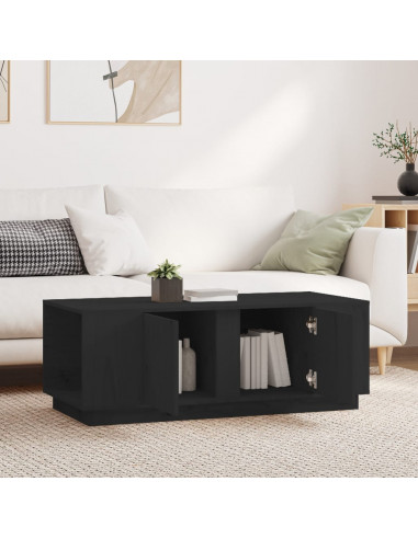 Tavolino da Salotto Nero 110x50x40 cm Legno Massello di Pino