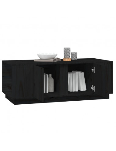 Tavolino da Salotto Nero 110x50x40 cm Legno Massello di Pino
