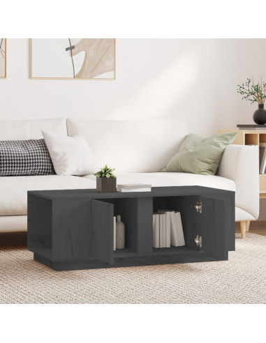 Tavolino da Salotto Grigio 110x50x40 cm Legno Massello di Pino