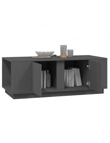 Tavolino da Salotto Grigio 110x50x40 cm Legno Massello di Pino