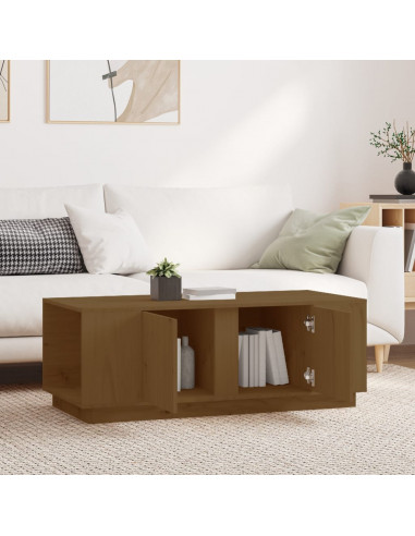 Tavolino da Salotto Miele 110x50x40 cm Legno Massello di Pino