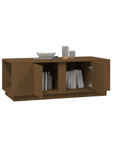 Tavolino da Salotto Miele 110x50x40 cm Legno Massello di Pino