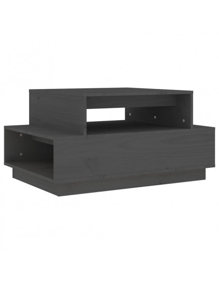 Tavolino da Salotto Grigio 80x55x40,5 cm Legno Massello di Pino
