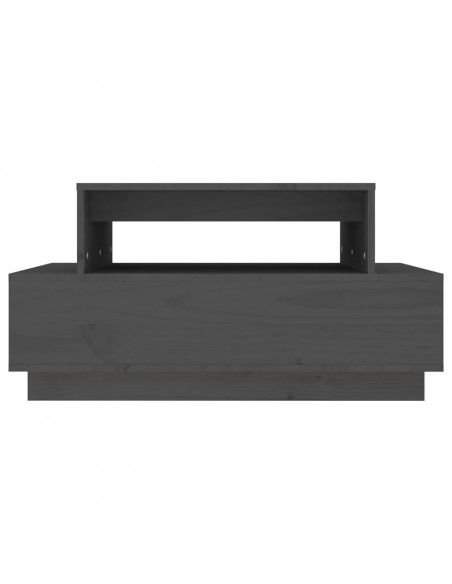 Tavolino da Salotto Grigio 80x55x40,5 cm Legno Massello di Pino