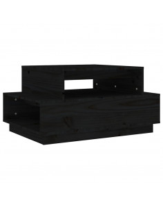 Tavolino da Salotto Nero 80x55x40,5 cm Legno Massello di Pino 2