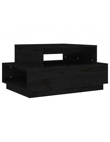 Tavolino da Salotto Nero 80x55x40,5 cm Legno Massello di Pino