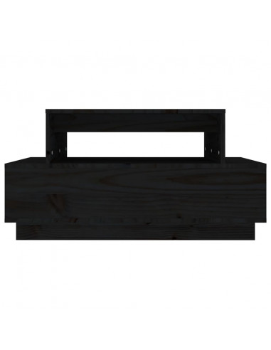 Tavolino da Salotto Nero 80x55x40,5 cm Legno Massello di Pino