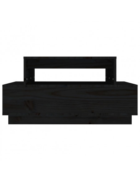 Tavolino da Salotto Nero 80x55x40,5 cm Legno Massello di Pino