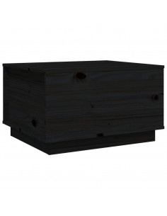 Tavolino da Salotto Nero 60x50x35 cm in Legno Massello di Pino 2