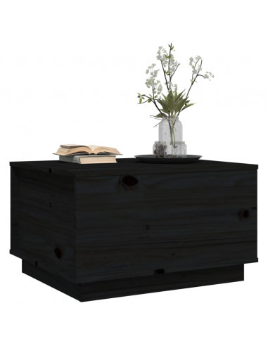 Tavolino da Salotto Nero 60x50x35 cm in Legno Massello di Pino