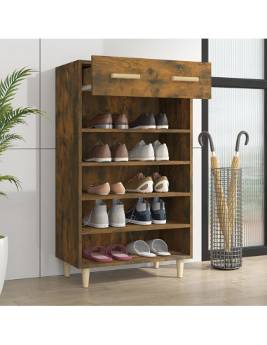 Scarpiera Rovere Fumo 60x35x105 cm in Legno Multistrato