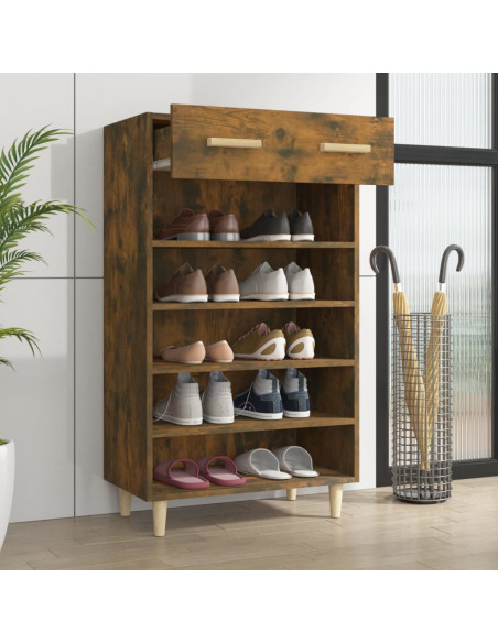 Scarpiera Rovere Fumo 60x35x105 cm in Legno Multistrato