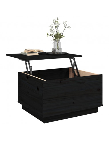 Tavolino da Salotto Nero 60x50x35 cm in Legno Massello di Pino