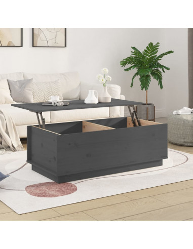 Tavolino da Salotto Grigio 100x50x35 cm Legno Massello di Pino
