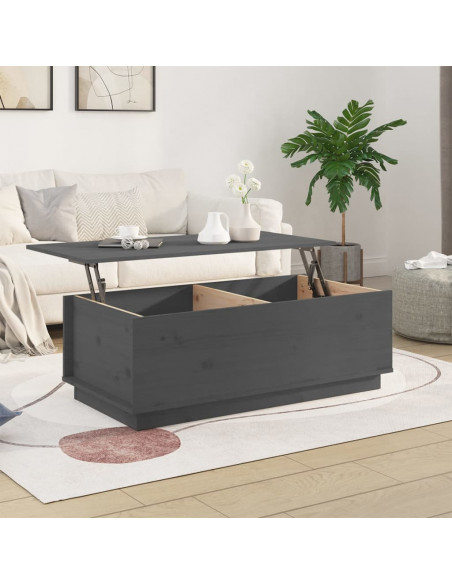 Tavolino da Salotto Grigio 100x50x35 cm Legno Massello di Pino