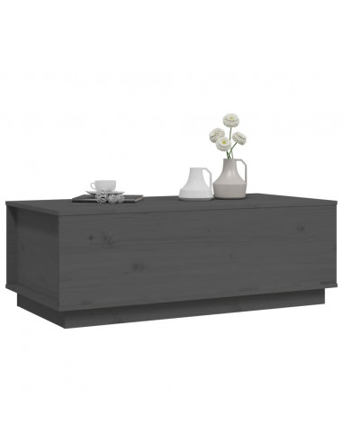Tavolino da Salotto Grigio 100x50x35 cm Legno Massello di Pino