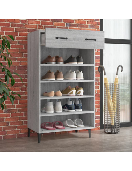 Scarpiera Grigio Sonoma 60x35x105 cm in Legno Multistrato